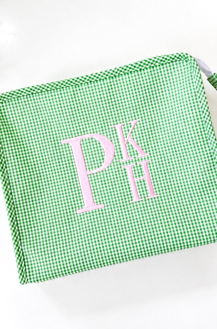 Gingham Quilted Cosmetic Bag
