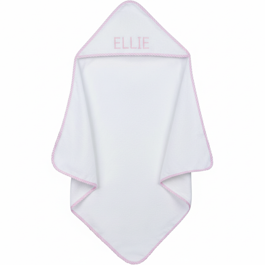 Gingham Hooded Baby Towel with Name | Custom Embroidery