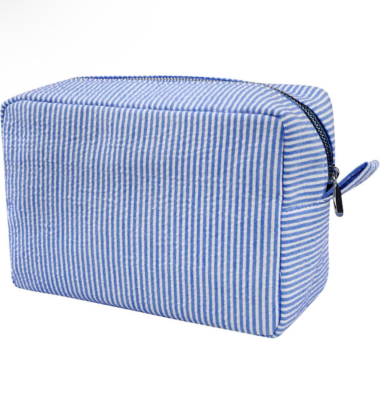 Personalized Seersucker Cosmetic Bag | Monogrammed Travel Toiletry