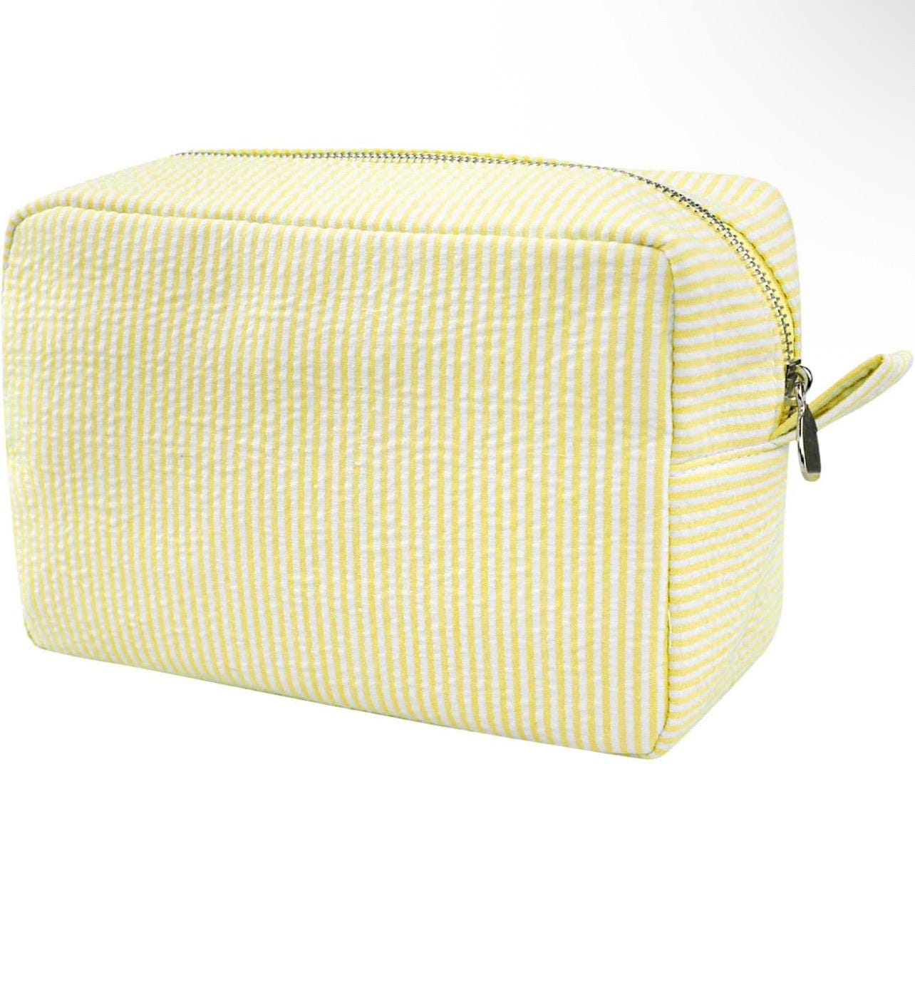Personalized Seersucker Cosmetic Bag | Monogrammed Travel Toiletry