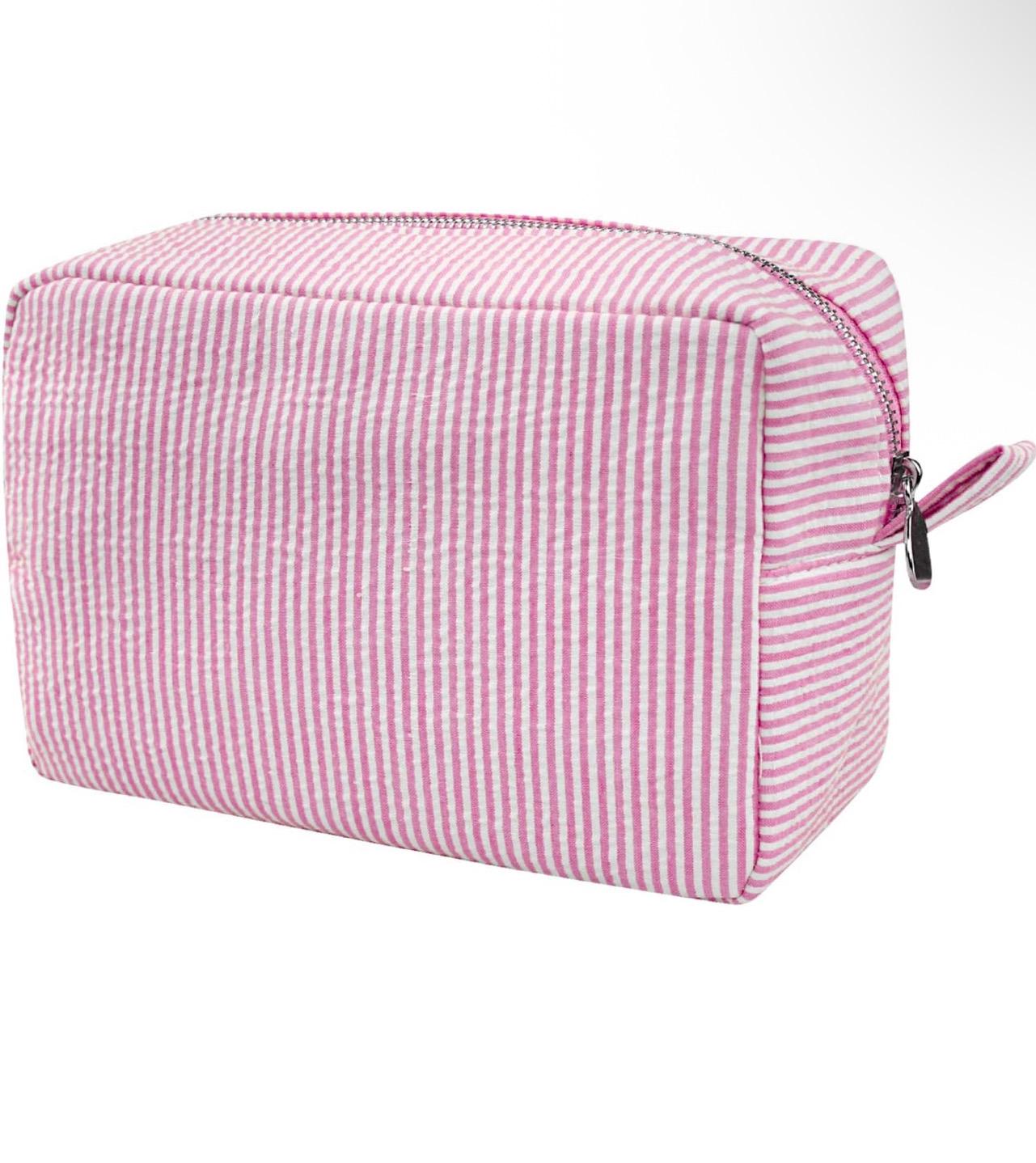 Personalized Seersucker Cosmetic Bag | Monogrammed Travel Toiletry