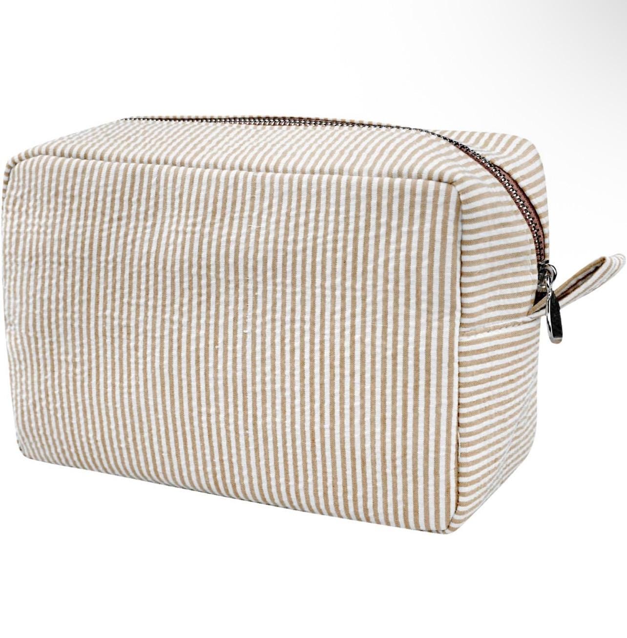 Personalized Seersucker Cosmetic Bag | Monogrammed Travel Toiletry