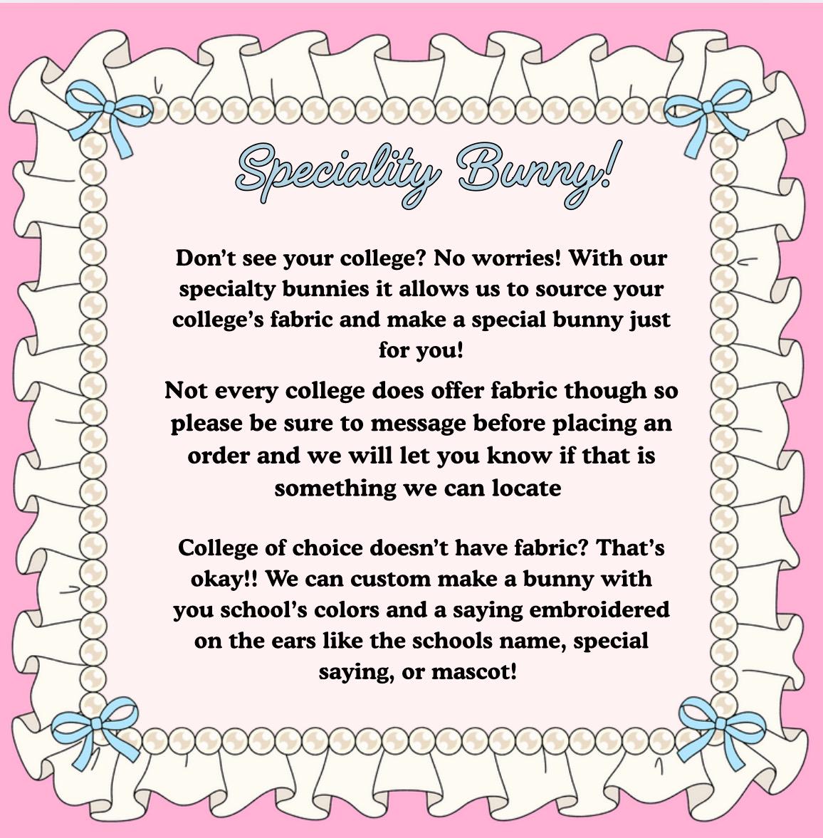 Custom College/NFL Jelly Cat Bunny!